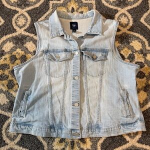 GAP Light Wash Sleeveless Denim Button Down Vest | Size XXL